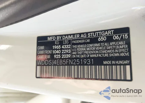 2015 Mercedes-Benz Cla 250 из США, поврежденный, VIN WDDSJ4EB5FN251931